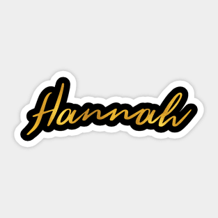 Hannah Name Hand Lettering in Faux Gold Letters Sticker